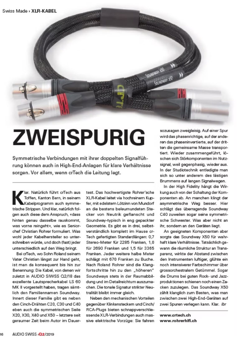 Zweispurig XLR Kabel crtech.ch